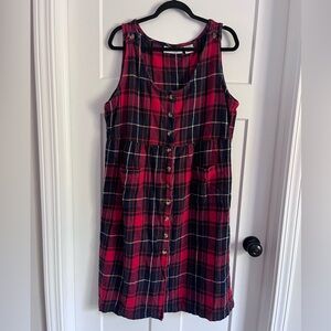 Vintage plaid red jumper dress large
